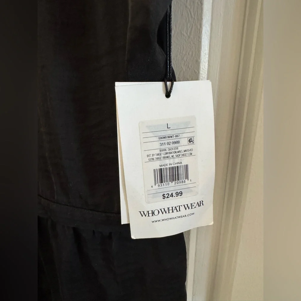 NWT Who What Wear Black Lace Detail Button Down Shirt Size Large - Picture 6 of 9